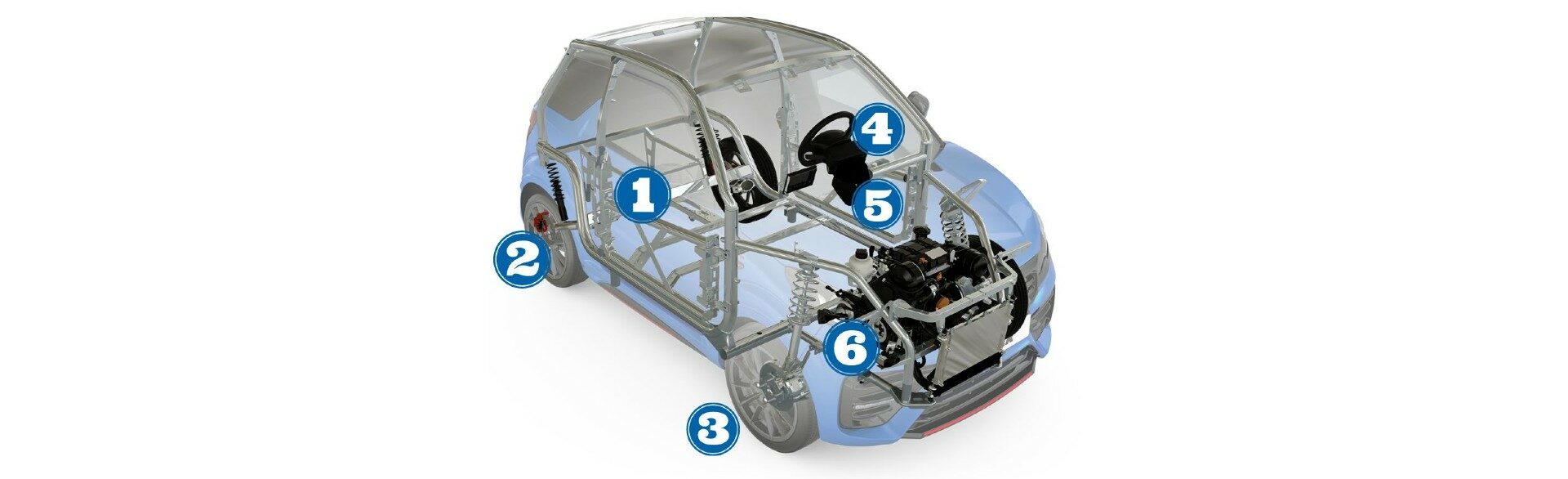 Ligier mopedbil med krockbur i aluminium för extra hög säkerhet
